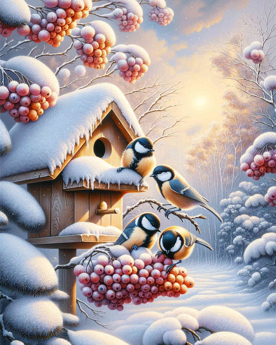 Tits in winter - Paint by Numbers