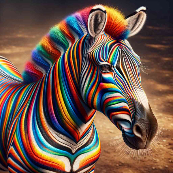 Vibrantly colored zebra in abstract, modern style for Paint by Numbers 