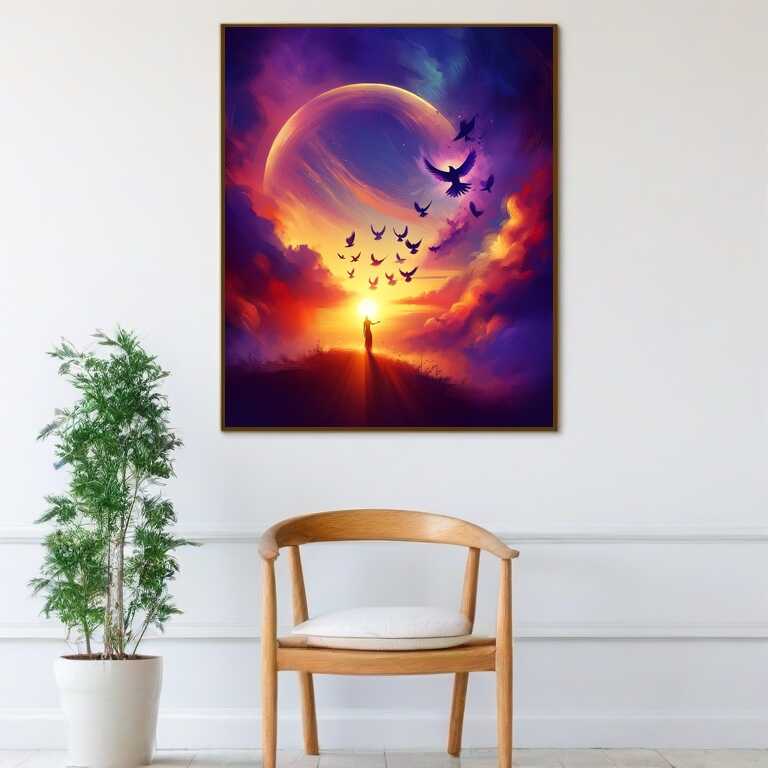 Paint by Numbers - Birds love, sunset