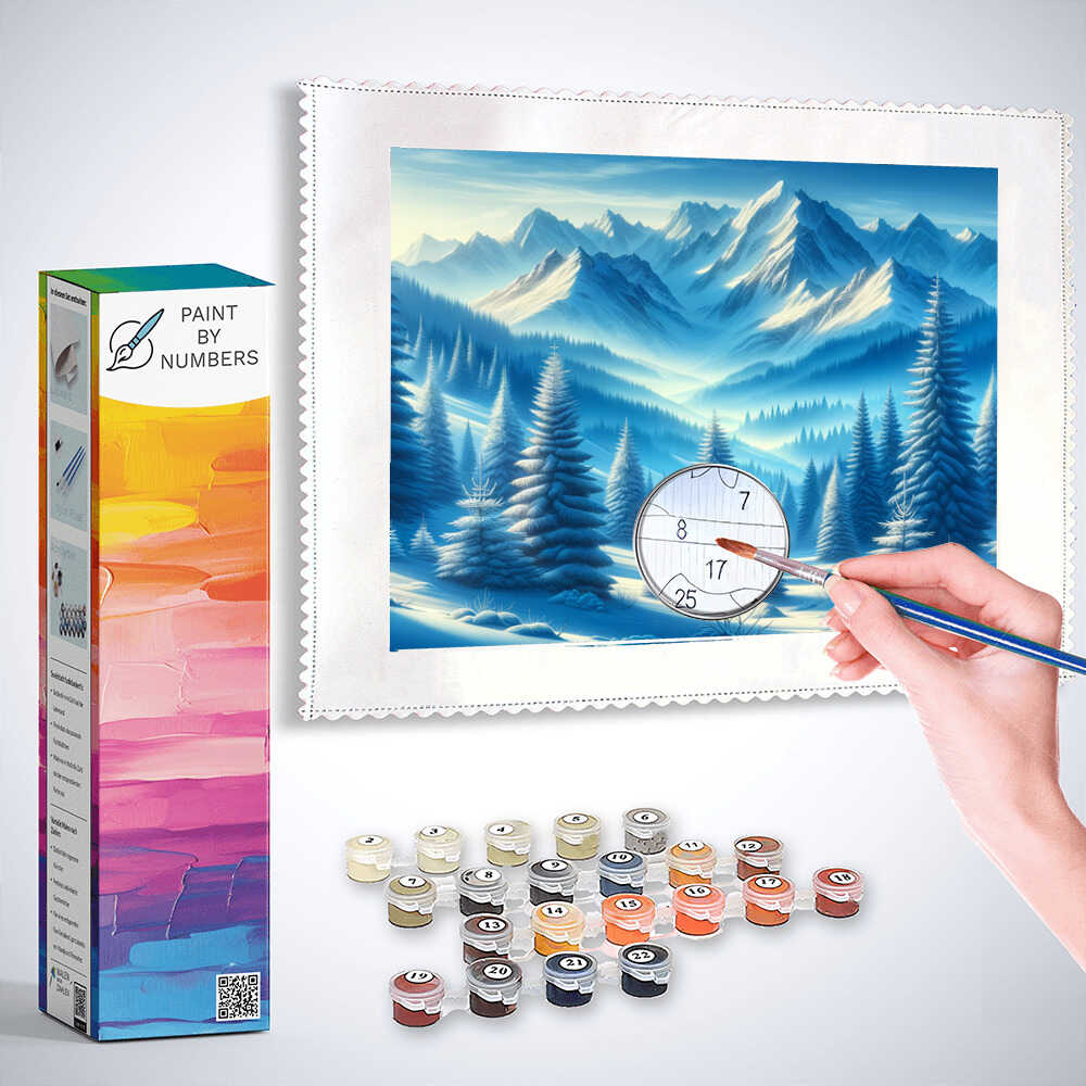 Fir trees and mountains - Paint by Numbers