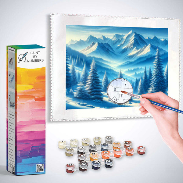 Fir trees and mountains - Paint by Numbers