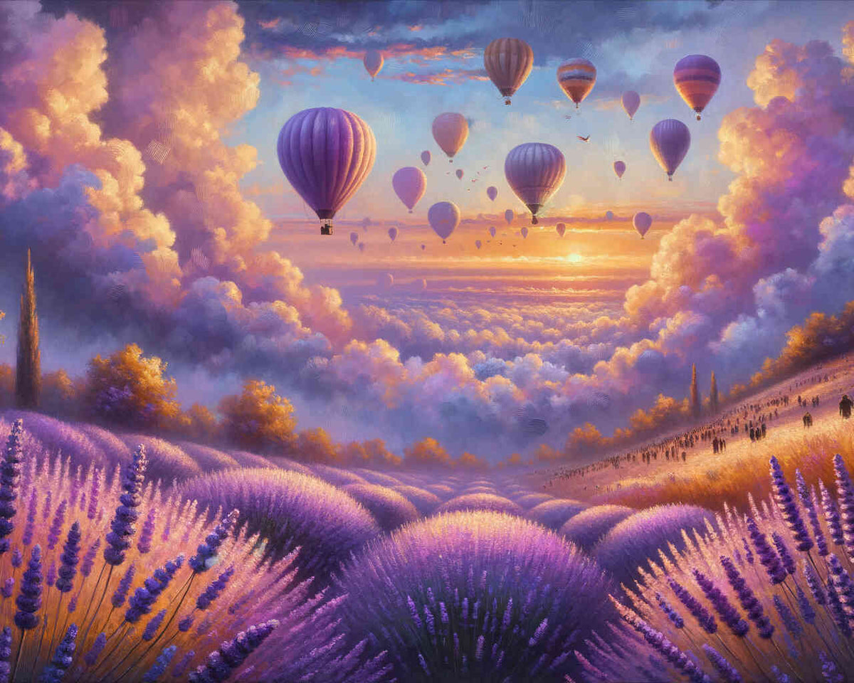 Paint by Numbers - Lavender field, hot air balloon