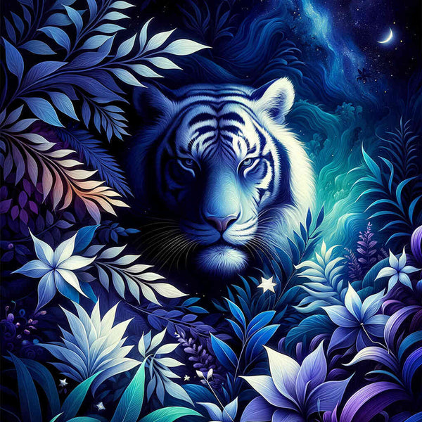 Paint by Numbers - Tiger in Plants at Night