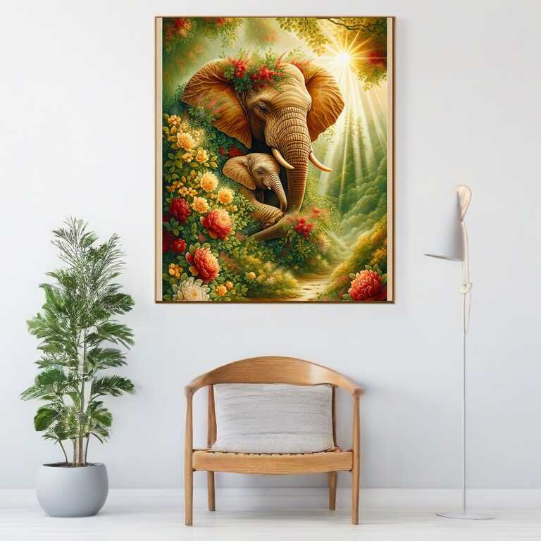 Paint by Numbers - Floral elephants