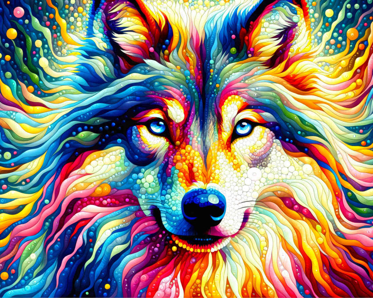 Paint by Numbers - Wolf, colorful and abstract