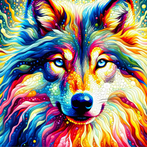 Paint by Numbers - Wolf, colorful and abstract