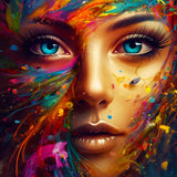 Malen nach Zahlen - Colorful Woman - hochwertige Leinwand - 170523, Menschen, Neu eingetroffen, Vertikal
