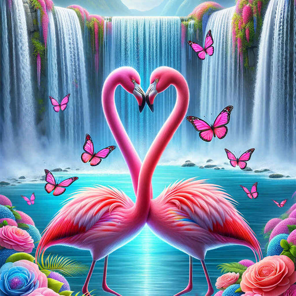 Paint by Numbers - Flamingo Heart Waterfall