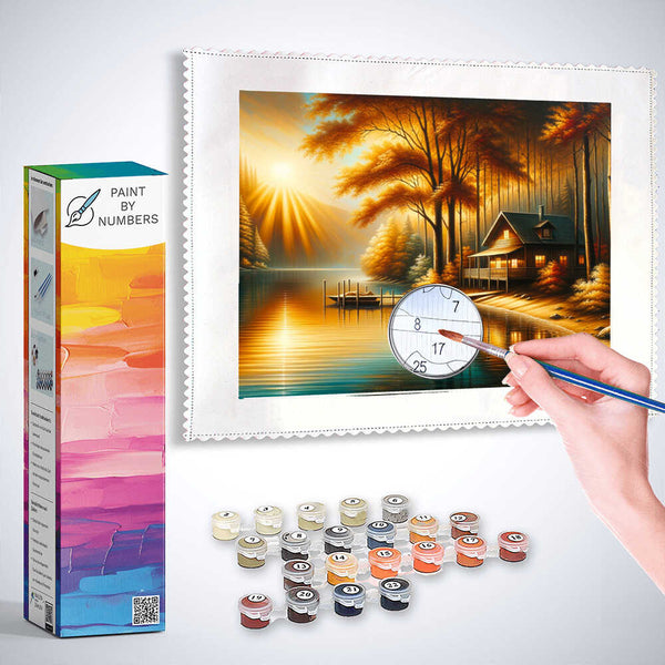 House in nature, by the lake - Paint by Numbers