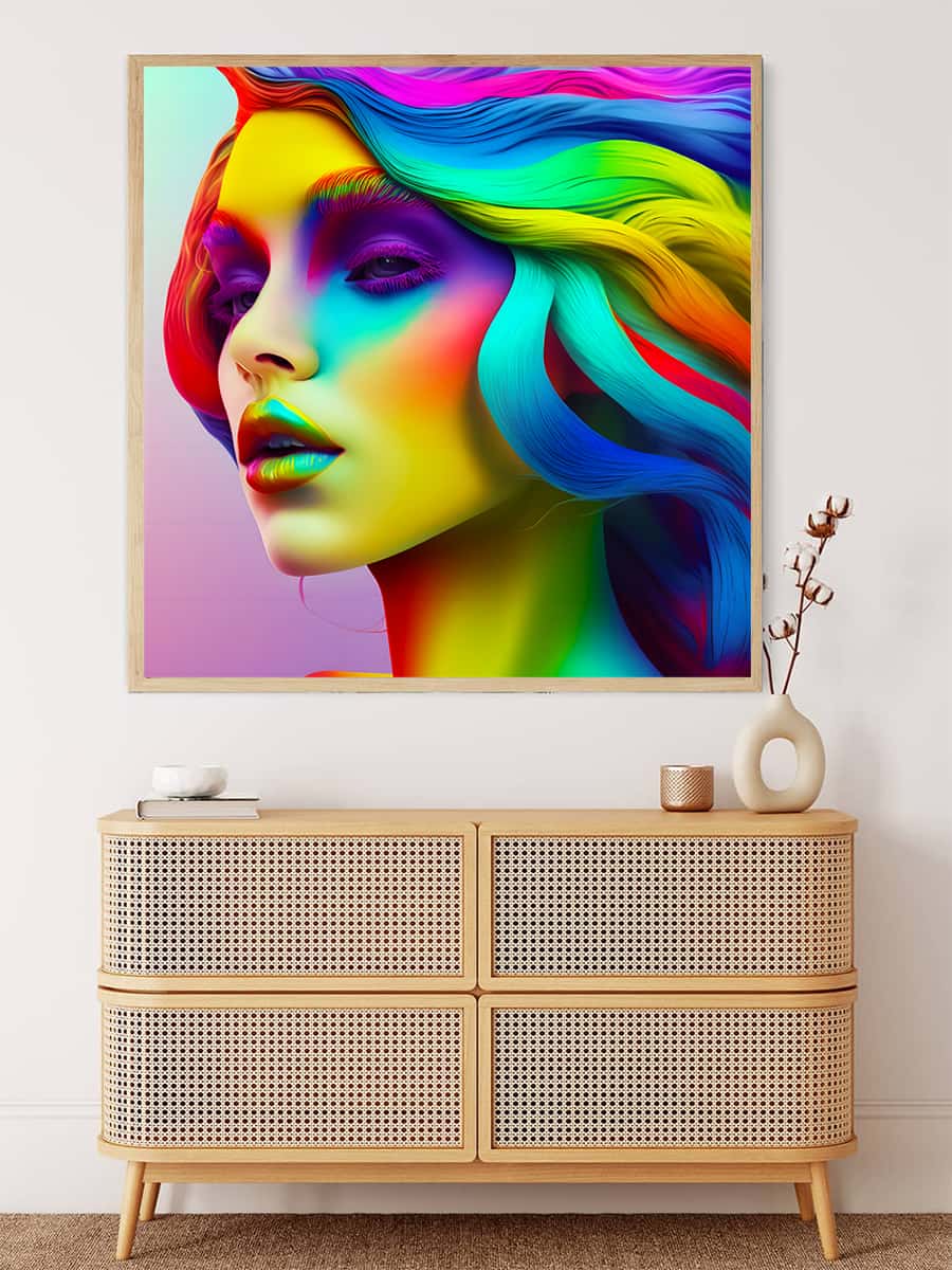AB Diamond Painting - Bunte Frau komplett - gedruckt in Ultra-HD - AB Diamond, Menschen, Neu eingetroffen, Quadratisch