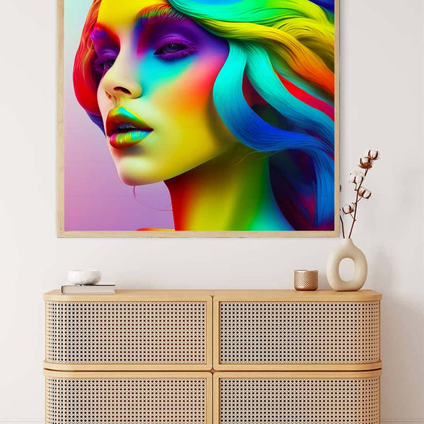 AB Diamond Painting - Bunte Frau komplett - gedruckt in Ultra-HD - AB Diamond, Menschen, Neu eingetroffen, Quadratisch