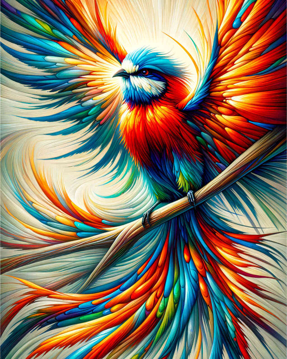 Paint by Numbers - Colorful Feathered Bird on Branch