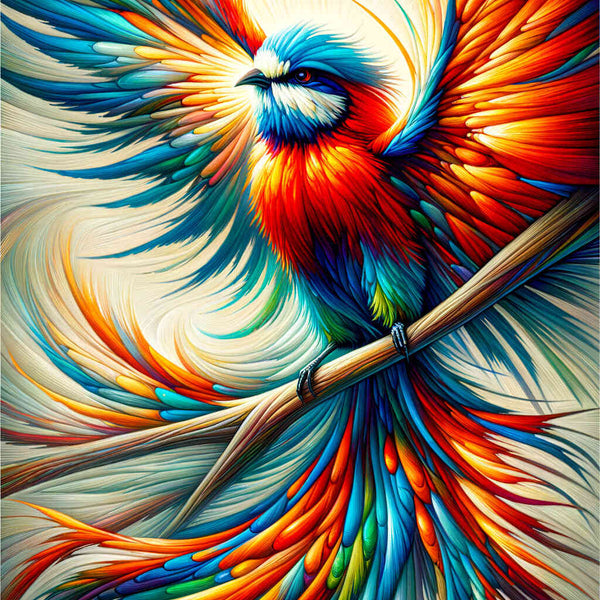 Paint by Numbers - Colorful Feathered Bird on Branch