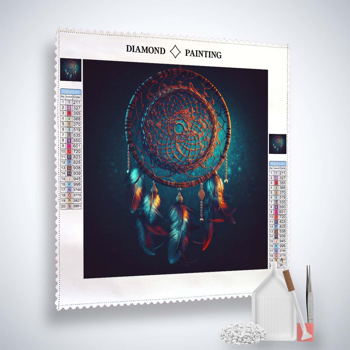Diamond Painting Kit Dream Catcher Mysterious with Canvas, Acrylic Diamonds, Tweezers, and Pen - Paint by Numbers Art