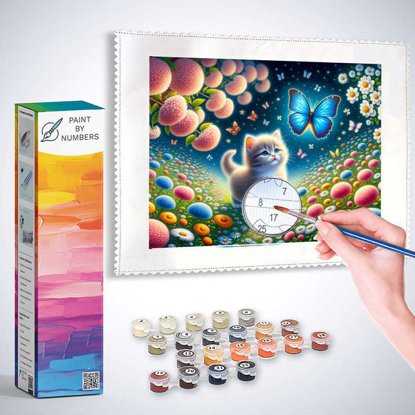 Paint by Numbers - Cat Blue Butterfly