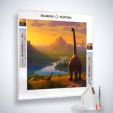 Diamond Painting - Dinosaurier vor Natur - gedruckt in Ultra-HD - Dinosaurier, Neu eingetroffen, Quadratisch