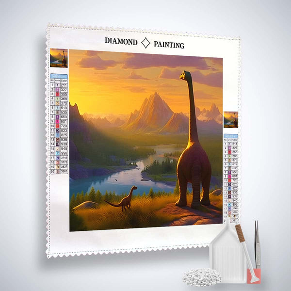 Diamond Painting - Dinosaurier vor Natur - gedruckt in Ultra-HD - Dinosaurier, Neu eingetroffen, Quadratisch