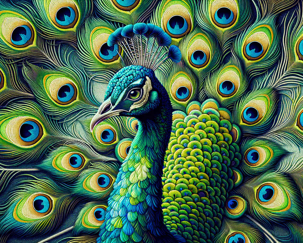 Paint by Numbers - Peacock Grey and Blue