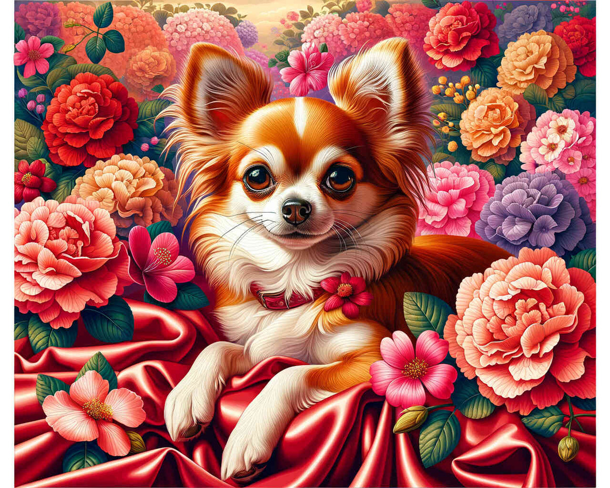 Paint by Numbers - Chihuahua with Flowers