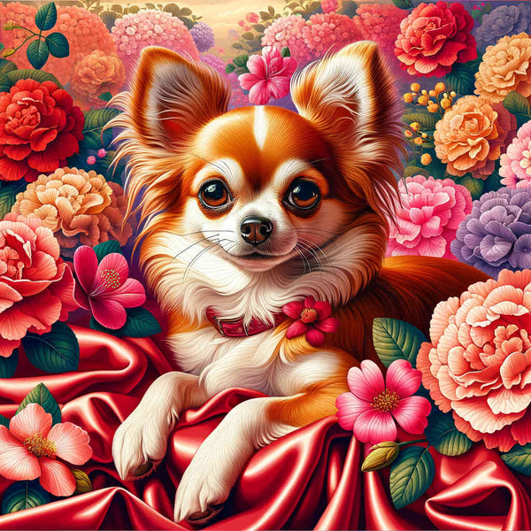 Paint by Numbers - Chihuahua with Flowers