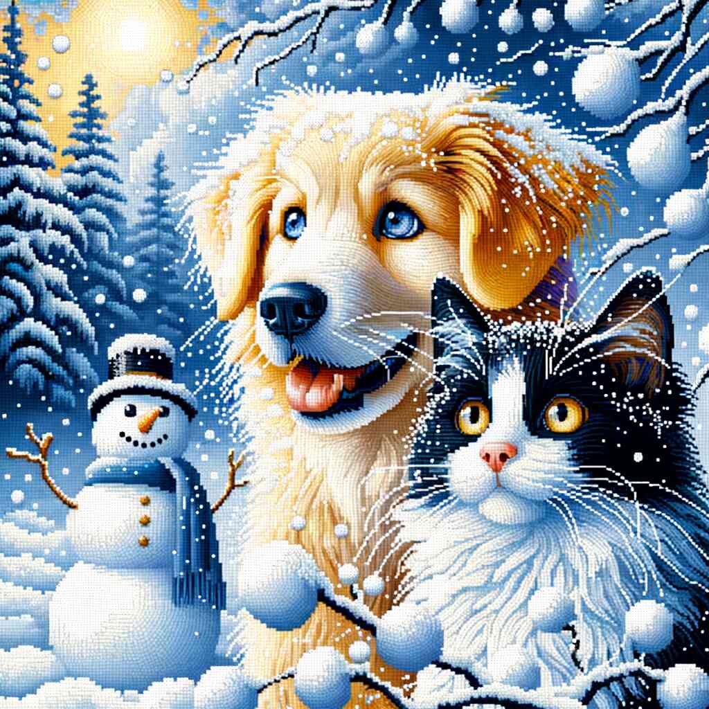 Paint by Numbers - Dog and Cat Winter