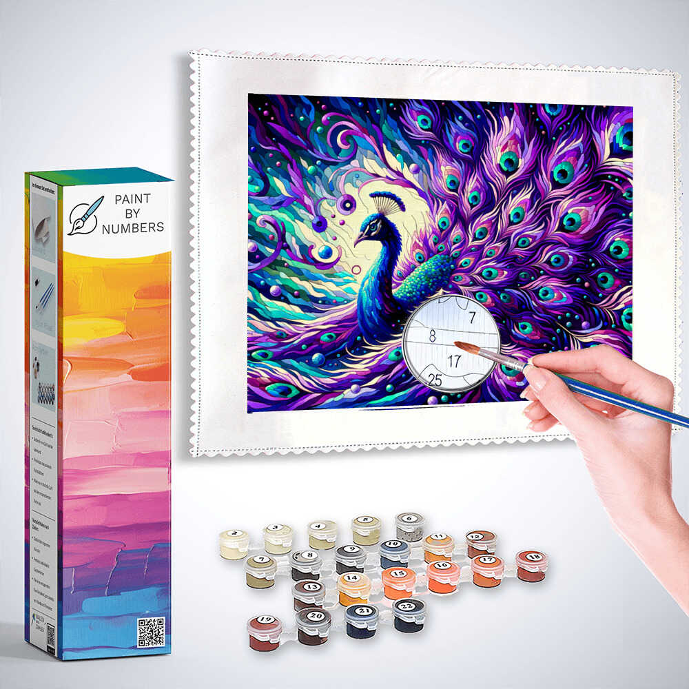 Paint by Numbers - Purple peacock
