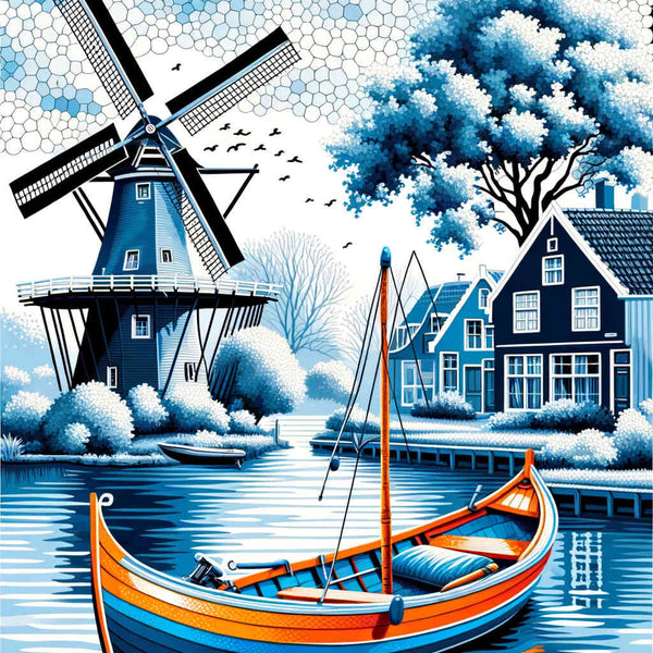Paint by Numbers - Windmill and Boat