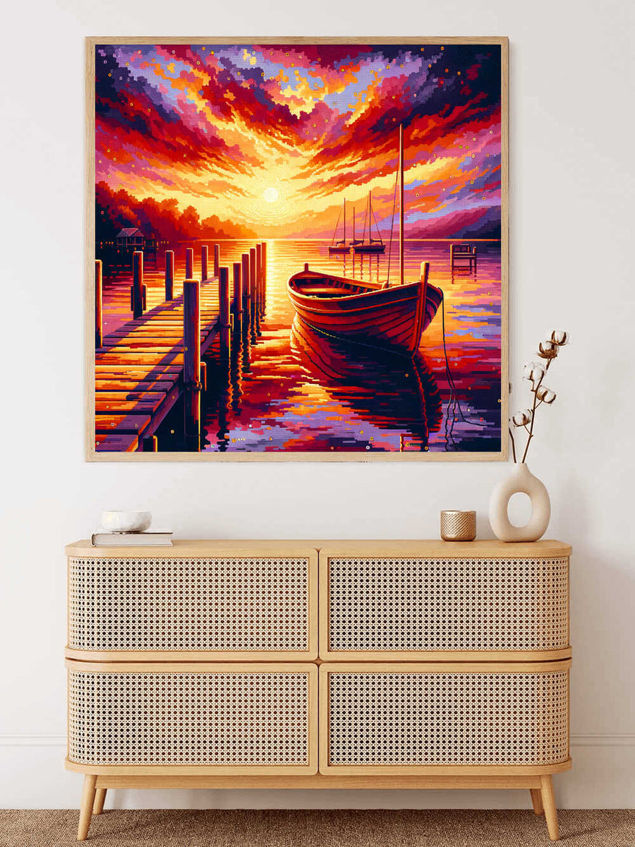 Paint by Numbers - Boat on Jetty Sunset