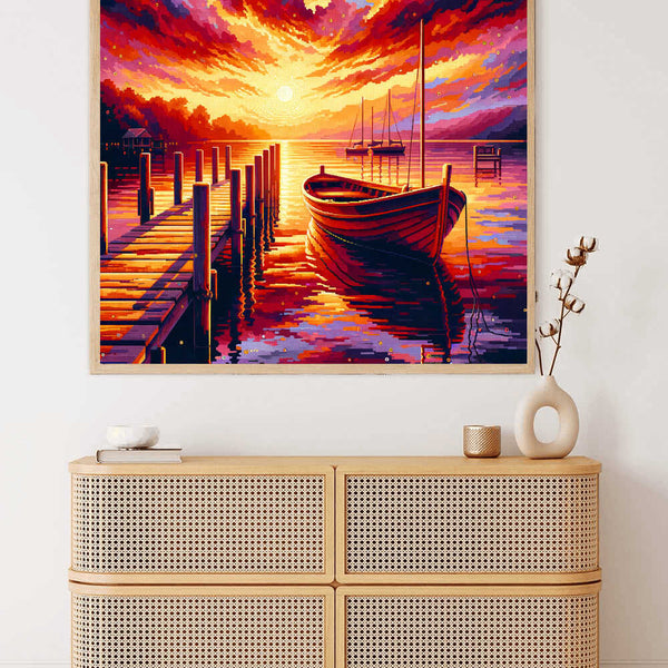 Paint by Numbers - Boat on Jetty Sunset