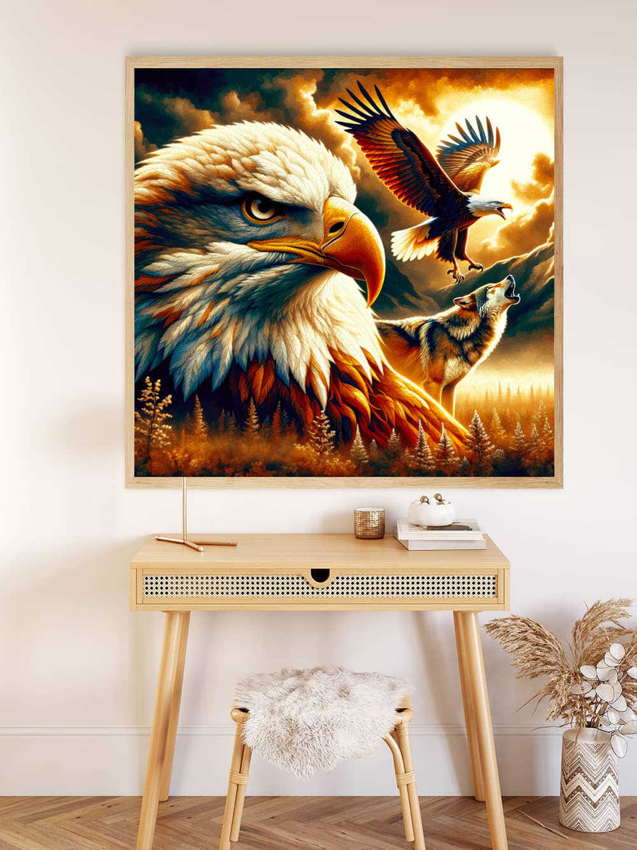 Paint by Numbers - Eagle and howling wolf