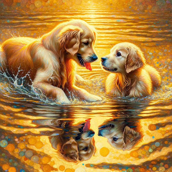 Paint by Numbers - Goldenretriver reflection