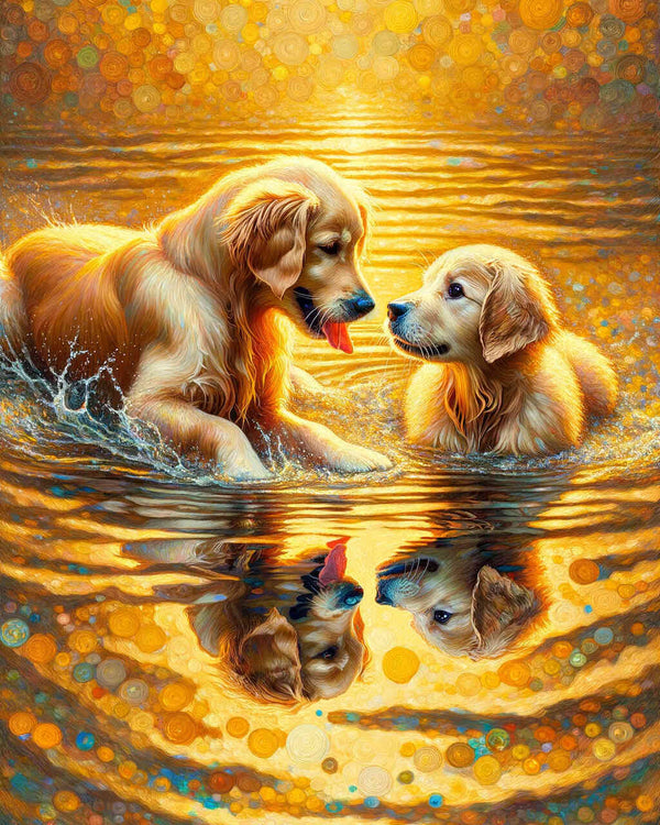 Paint by Numbers - Goldenretriver reflection
