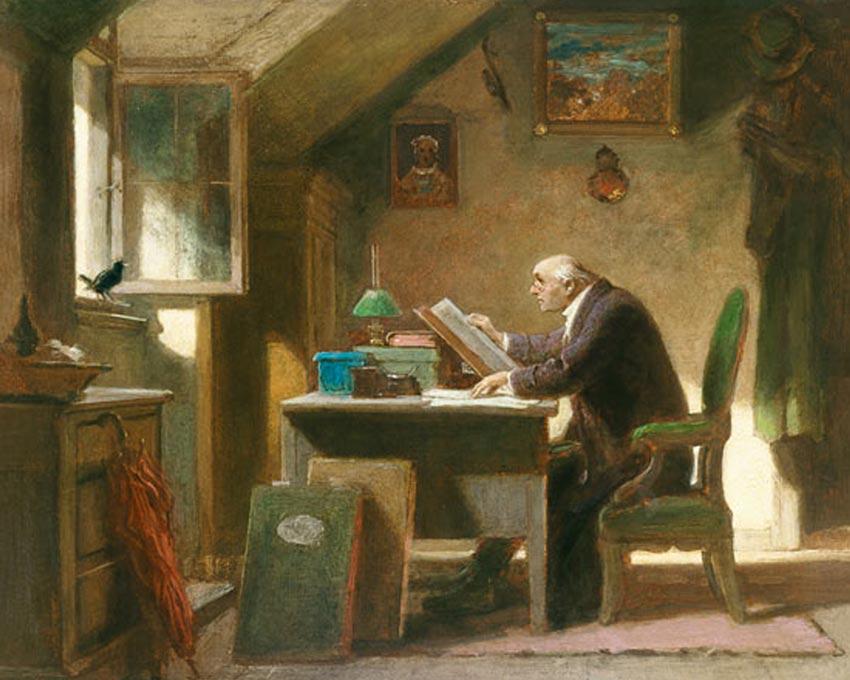 Carl Spitzweg, Ein Besuch - Klassiker - hochwertige Leinwand - 3fuer2, exclude, Horizontal, Klassische Kunst, Mittel