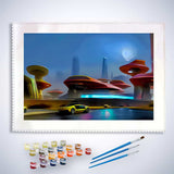 Malen nach Zahlen - Futurezone - hochwertige Leinwand - Auto, Fantasy, Horizontal, Zukunft