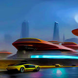 Malen nach Zahlen - Futurezone - hochwertige Leinwand - Auto, Fantasy, Horizontal, Zukunft