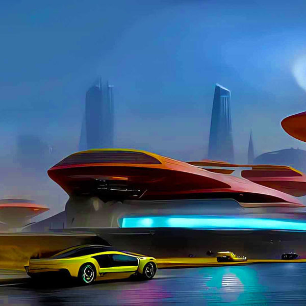 Malen nach Zahlen - Futurezone - hochwertige Leinwand - Auto, Fantasy, Horizontal, Zukunft