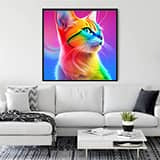 Malen nach Zahlen - Regenbogenkätzchen - hochwertige Leinwand - Katze, Quadratisch, Tiere, trendbilder