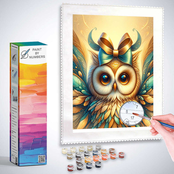 Owl with bow - Paint by Numbers