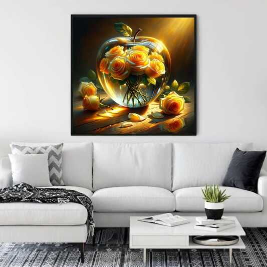 Paint by Numbers - Glass Apple Yellow Roses