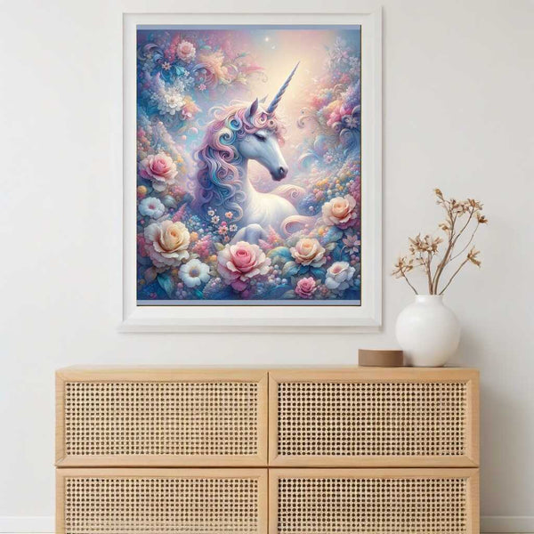 Unicorn surrounded by flowers - Paint by Numbers