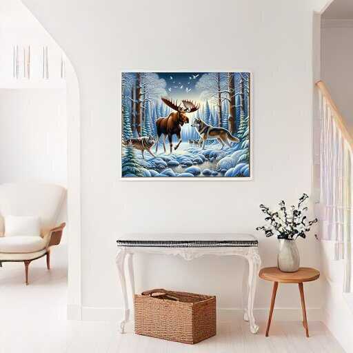 Moose, wolves - Paint by Numbers