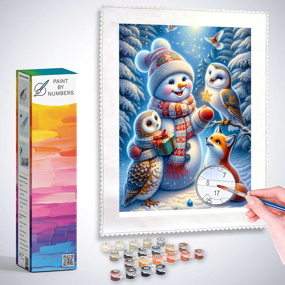 Paint by Numbers - Snowman, owl, fox