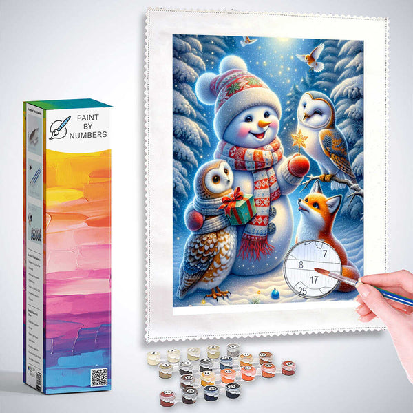 Paint by Numbers - Snowman, owl, fox