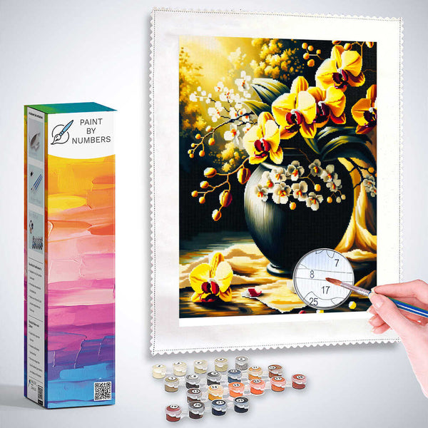 Paint by Numbers - Orchid, yellow in vase