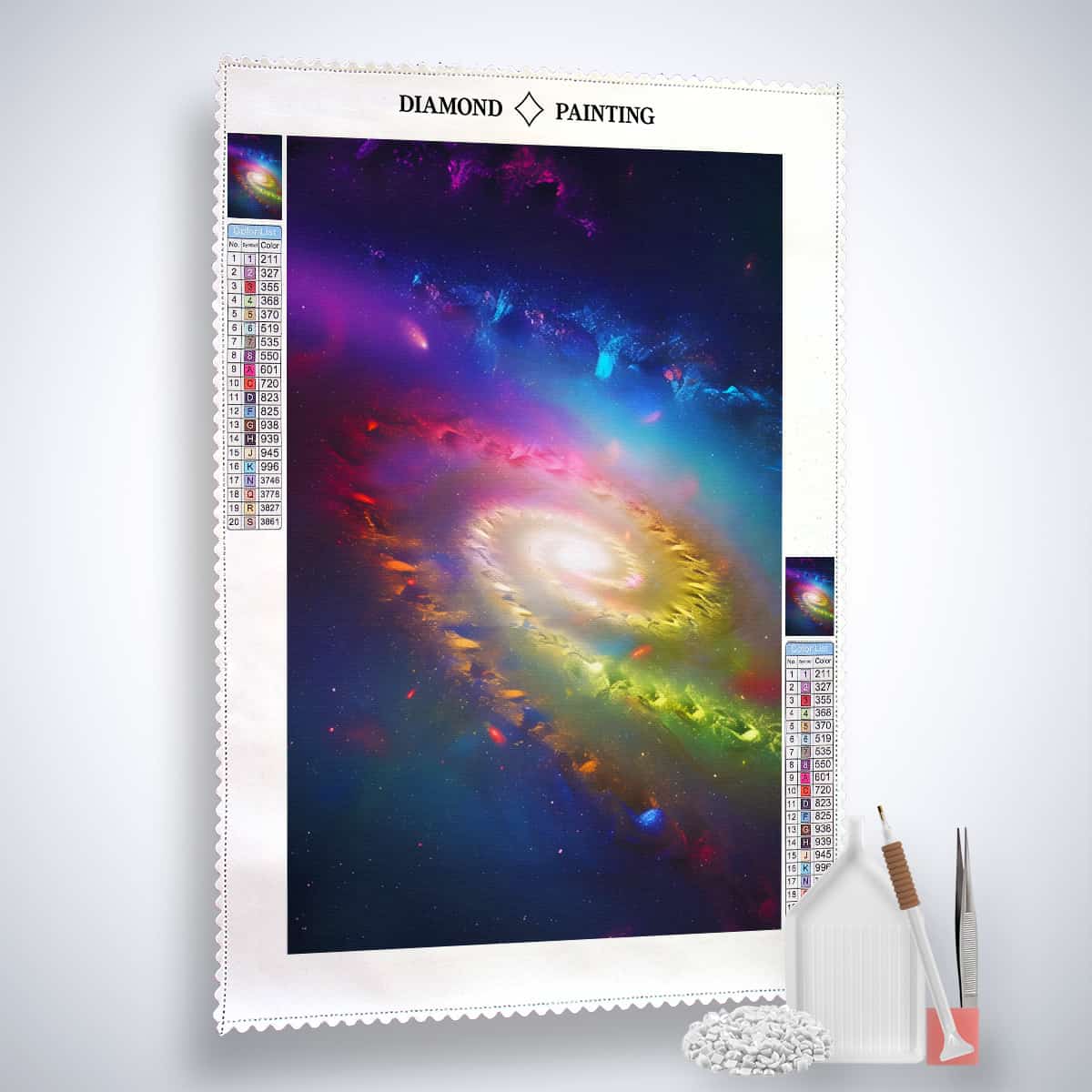 Diamond Painting Space Spinning Top Canvas with Acrylic Diamonds, Tweezers, and Application Pen for Paint by Numbers Art