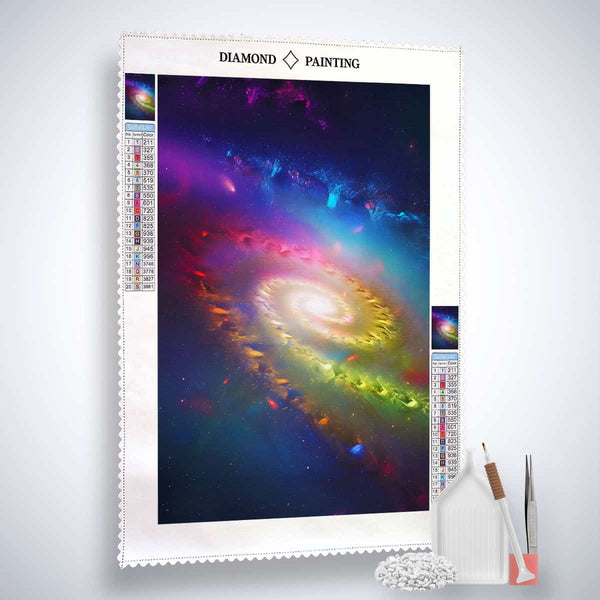 Diamond Painting Space Spinning Top Canvas with Acrylic Diamonds, Tweezers, and Application Pen for Paint by Numbers Art