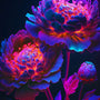 Vibrant diamond painting of radiant flowers in bright neon colors, part of the AB Diamond Painting kit, ideal for paint by numbers enthusiasts.