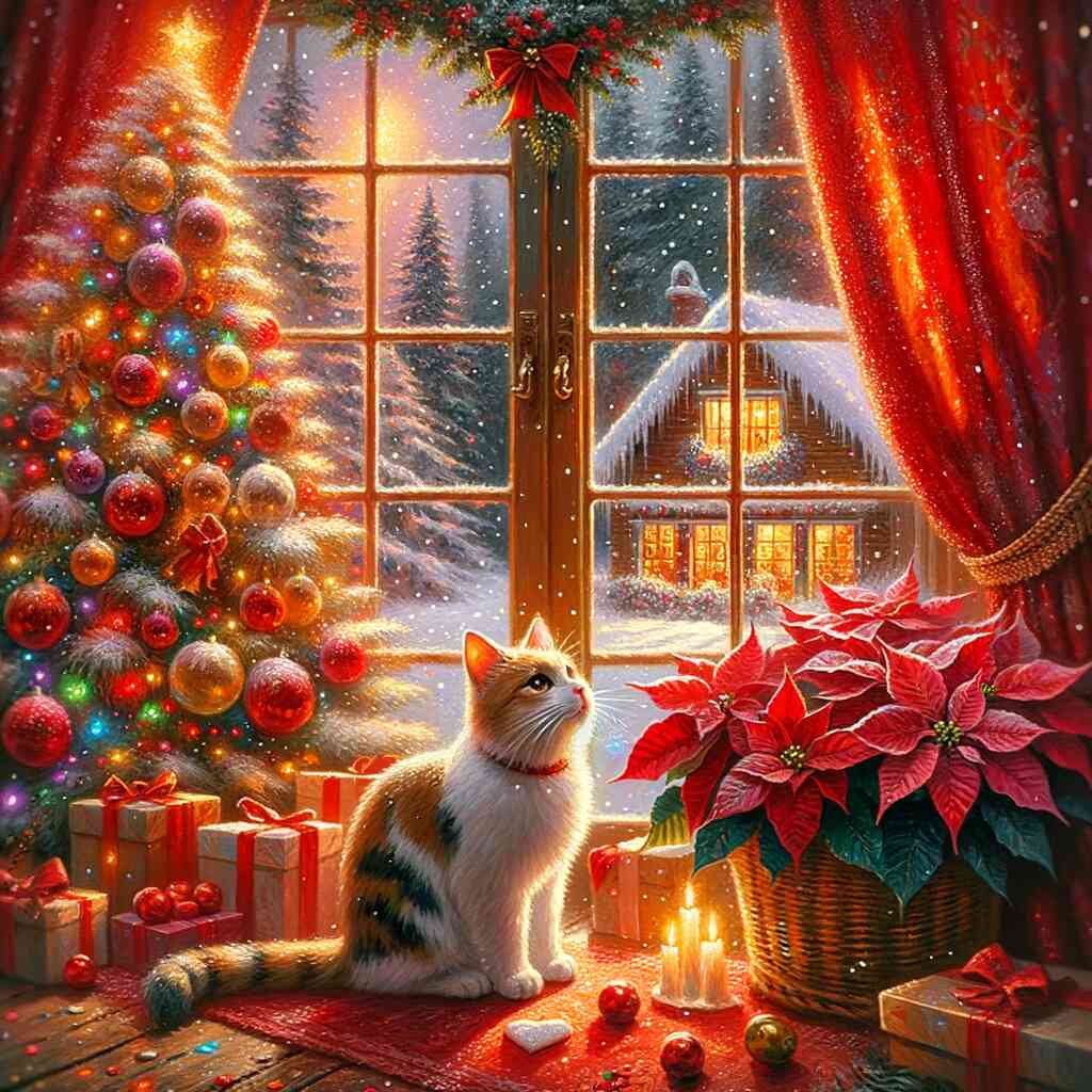 Paint by Numbers - Christmas, cat in front of window