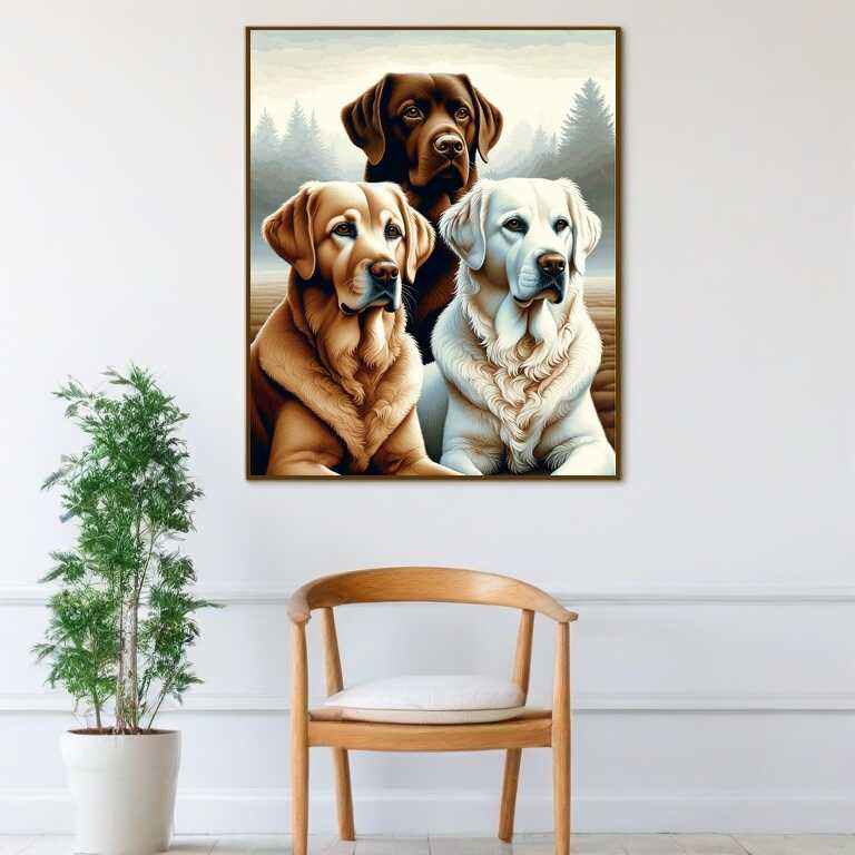 Paint by Numbers - Goldenretriever, Labrador Trio