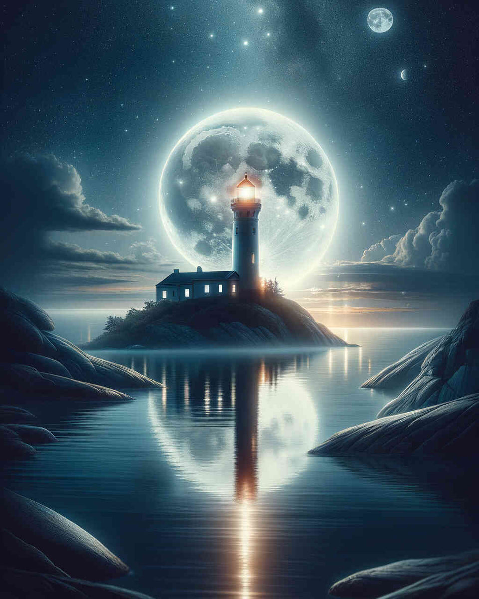 Paint by Numbers - Lighthouse, full moon